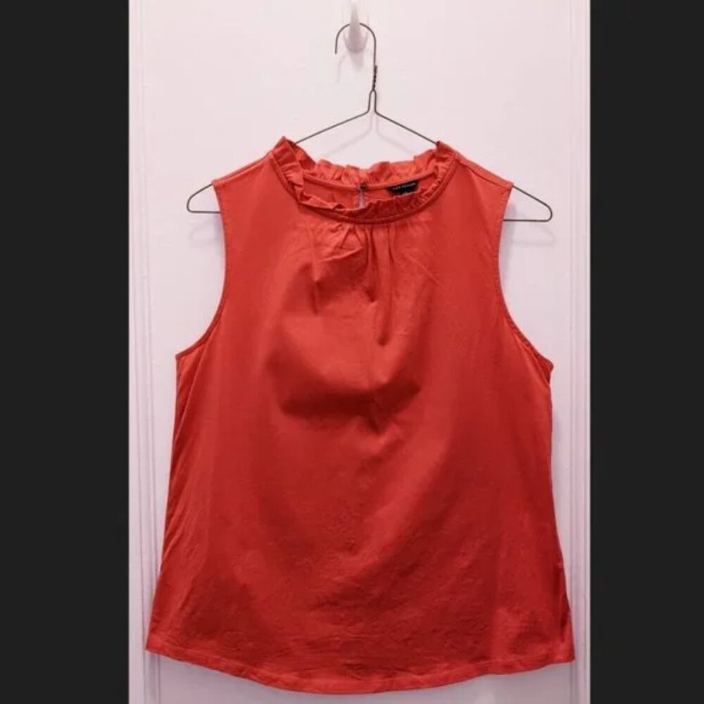 Ann Taylor High-Necked Sleeveless Blouse, Salmon Pink, Size S